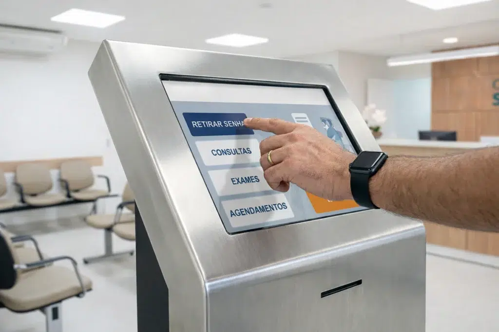 Sistema de senha para clínica em totem de autoatendimento