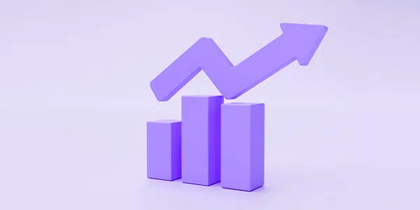 Gráfico roxo ascendente