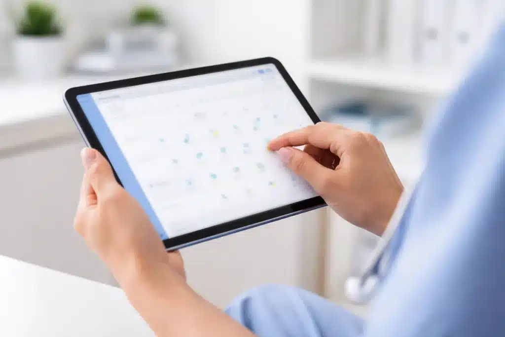 Tablet com a agenda online com tecnologia Amplimed